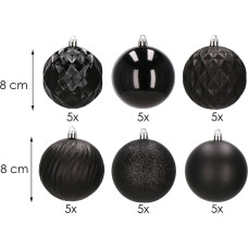 Springos Christmas baubles Springos CA0877 30 pcs black 8 cm set