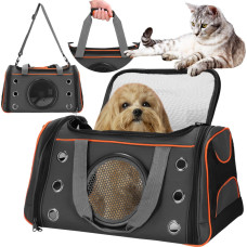 Springos Transporttasche für Hunde und Katzen Springos PA0233, Reisetasche, 24 x 48 x 33 cm, Schwarz-Orange