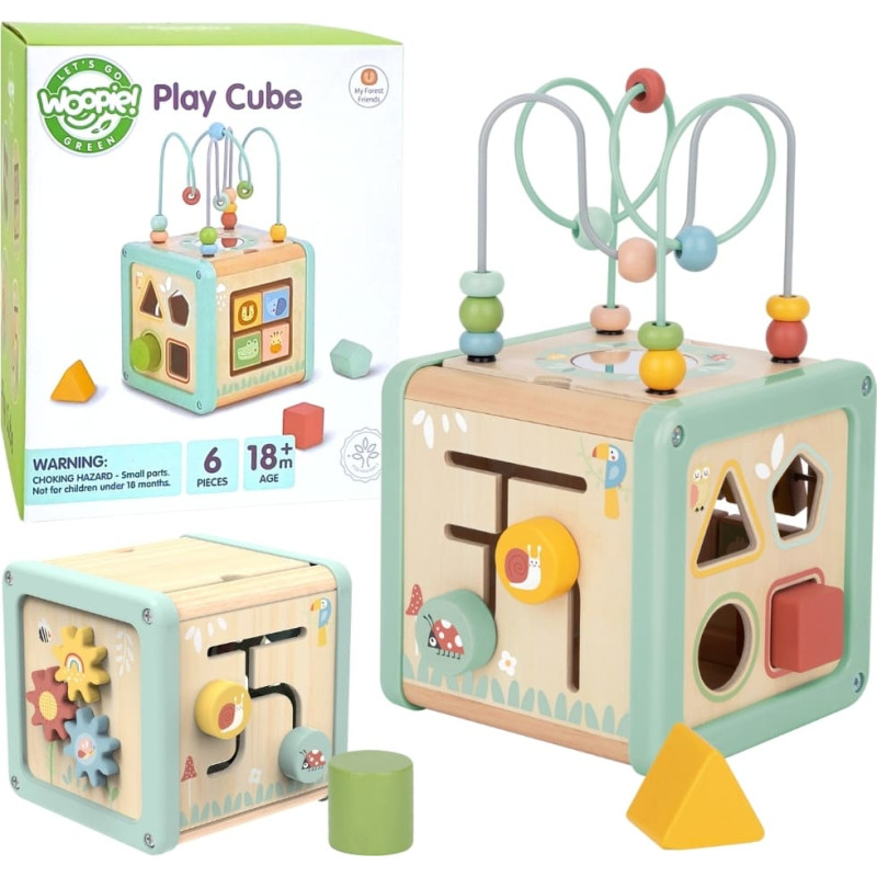 Woopie GREEN multifunktionaler holz-lern-aktivitätswürfel-sortierer.