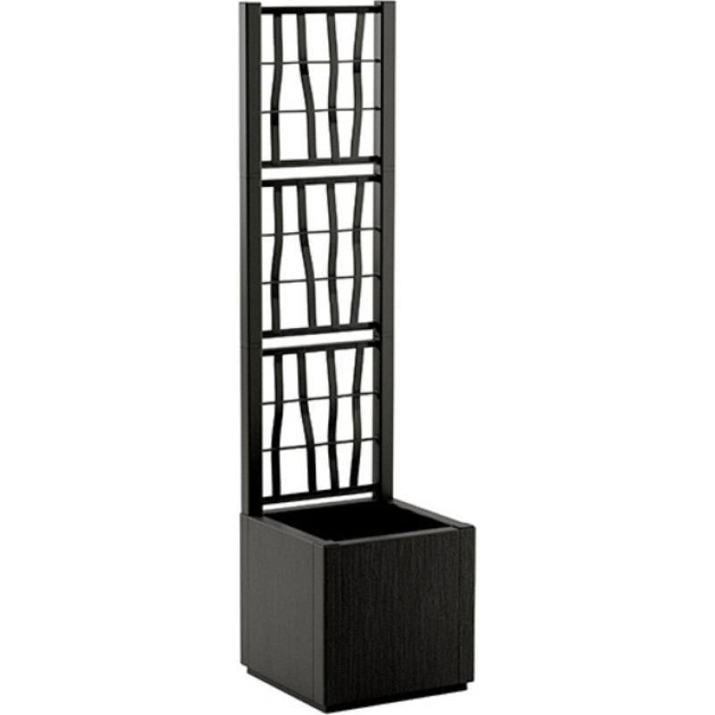 Stefanplast fyrkantig blomlåda med spaljé Ethica, 36×36×140 cm, grå