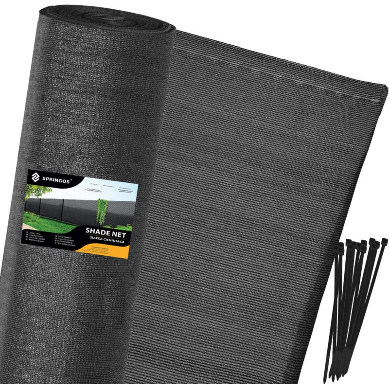 Springos Schattierungsnetz, SN0050, 65 g/m², 1,5 × 25 m, anthrazit