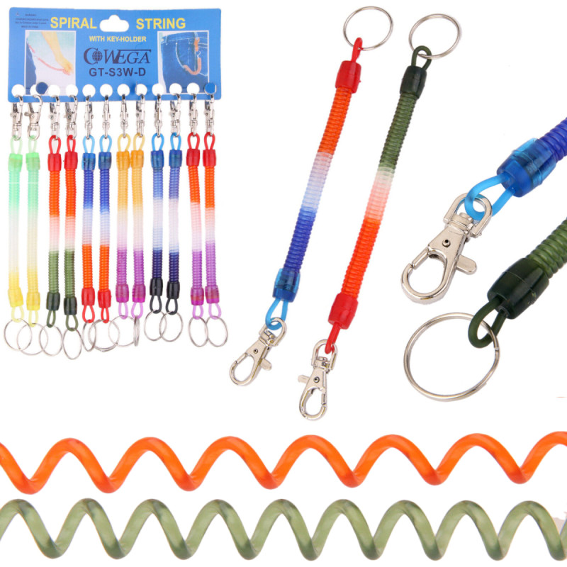 BRELOK SPRĘŻYNKA Z KARABIŃCZYKIEM 12 SZT