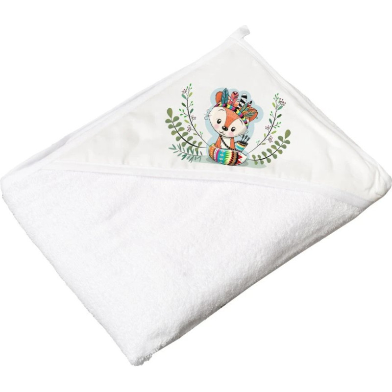 Tega dvielis ar kapuci LITTLE FOX, 100x100 cm., White, DZ-008