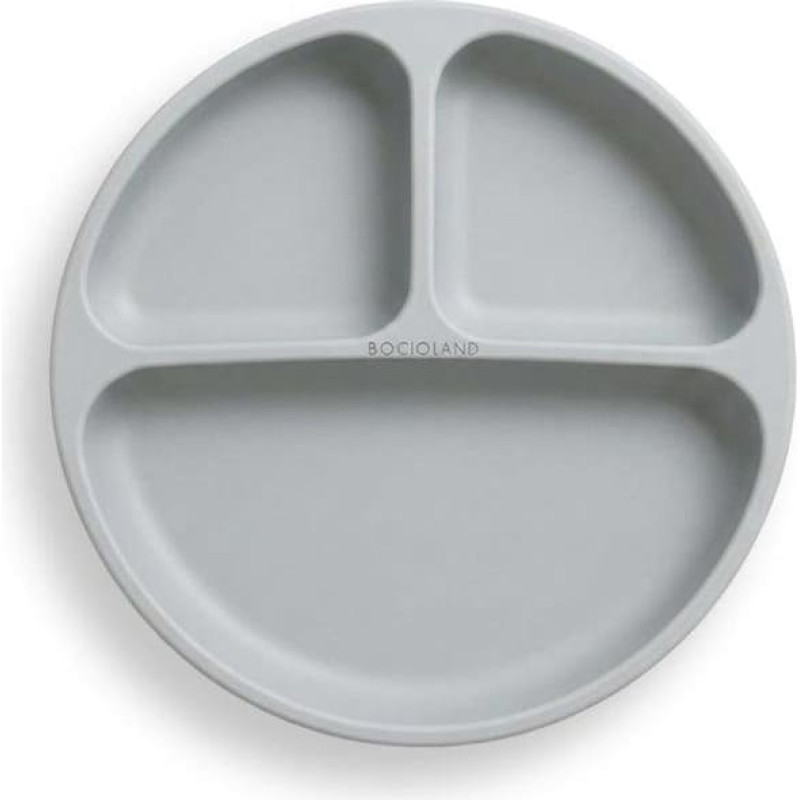Bocioland 5897 3-PART PLATE WITH SUCTION CUPS LIGHT GREY BL589