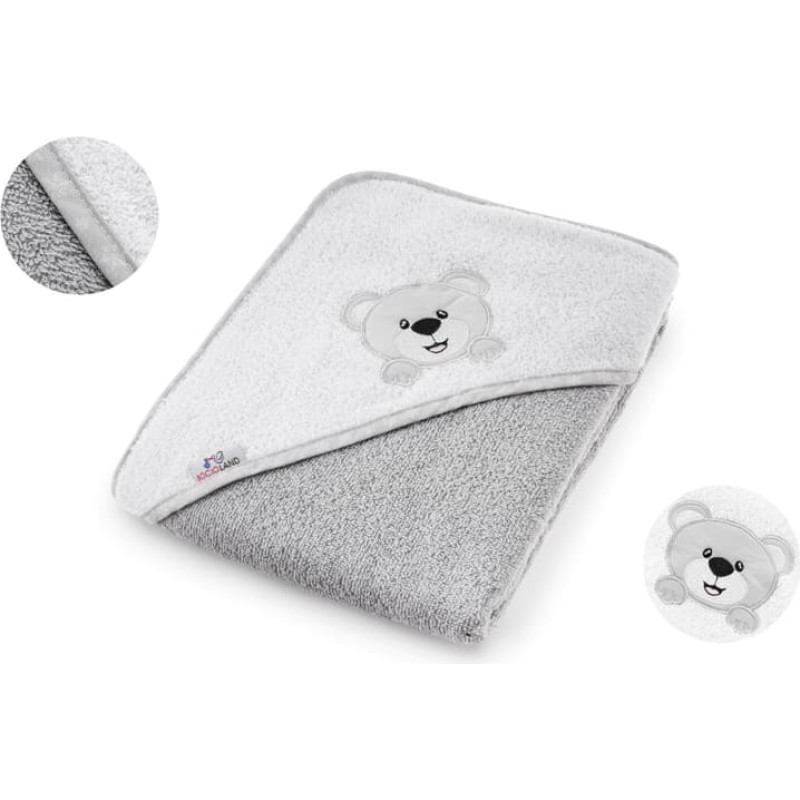 Bocioland bath cover (100% Cotton) 100x100 bear, grey
