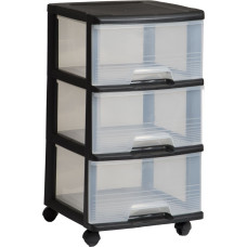 Curver Atvilktņu sistēma ar 3 atvilktnēm 20L Drawer System 37x39x61cm melna/caurspīdīga