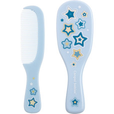 Canpol 7/406_blu2 Szczotka i grzebień z naturalnym włosiem GOLD niebieska