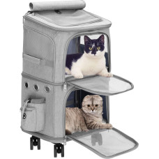 Springos Transporttasche für Katzen und Hunde Springos PA0326, 55 x 34 x 26 cm, Tierwagen, zweikammerig, Grau