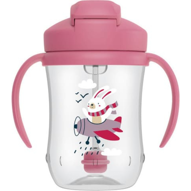 Dr.browns TC91011 CUP FIRST STRAW 270 ML PINK RABBIT 6+