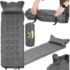 Springos Self‑inflating camping mat Springos PM053 193 cm with pillow and carry cover, grey