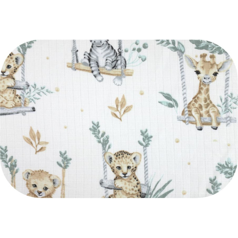 Ega Kids Diaper - 30251 - TETRA PRINT - EGA - ANIMALS on the SWING - GREEN - size 70x80 cm