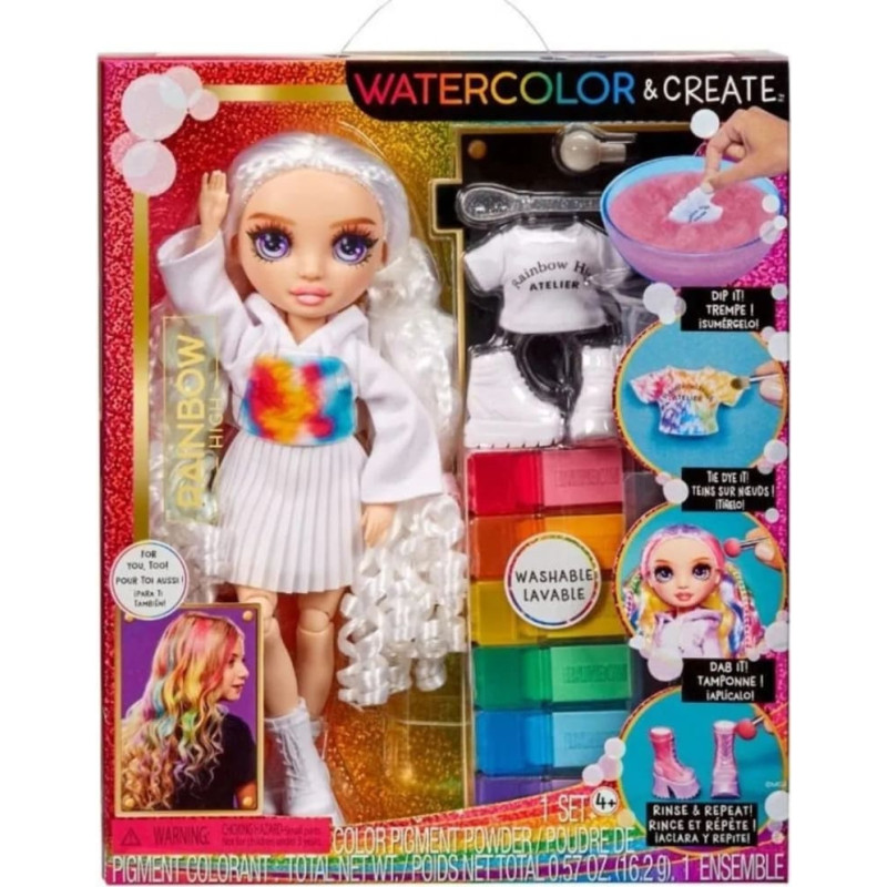 MIX MGA 507581  Rainbow High Watercolor And Create Lalka Do Malowania Z Fioletowymi Oczami