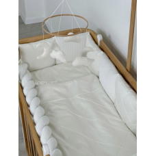 Ingvart Satīna gultas veļas komplekts "Platīns"  Boho gultiņai Milk