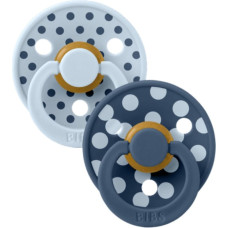 Bibs Collection Colour Round &ndash; Polka Dots Baby Blue / Steel Blue 0-6m 2pcs