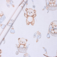 Atk Kieczmerscy Autiņ&scaron; flaneļa BEAR in BASKET white 70x80 cm (4401)