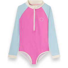Kietla ICONIC swimsuit with UPF 50+ sun protection fabric and UV sensor, for ages 6-8, Pink Blue