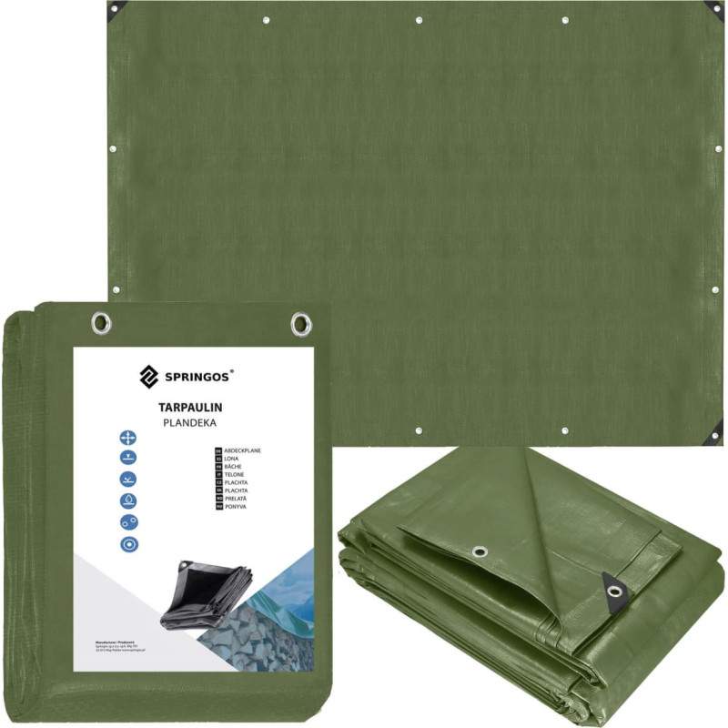 Springos Tarpaulin 6x8m Springos GA2126 120g/m2 thick protective green sheet