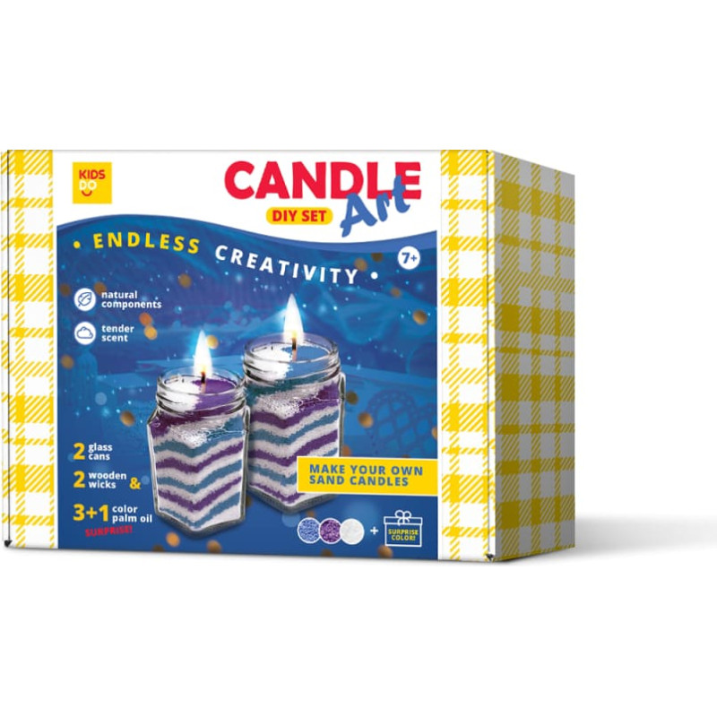 Kids Do DIY Candle Art set. Blue, purple, white + 1 SURPRISE color