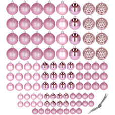 Springos Christmas baubles Springos CA0133 100 pcs. holiday decoration set 6/4/3 cm pink