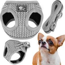 Springos Pressure-free dog and cat harness set Springos PA0238, L 14-20 kg + 150 cm leash, grey