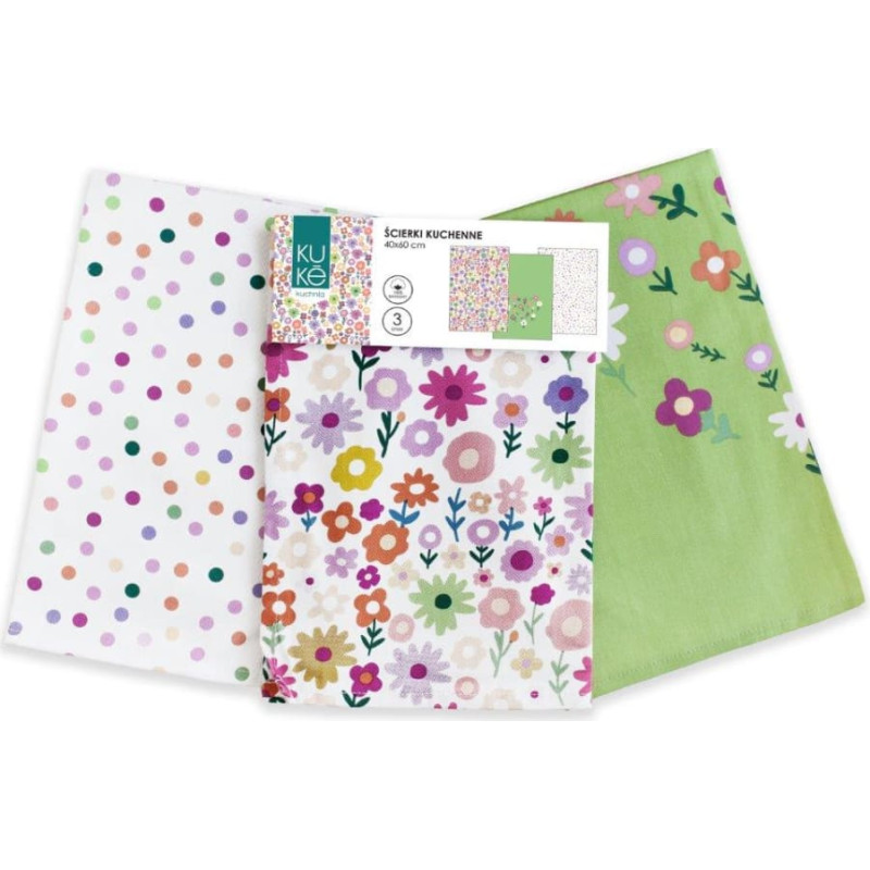 FARO Handtuch-Set, 3 Stk., 40x60 cm, KUKE 027, Blumenmuster, Baumwolle
