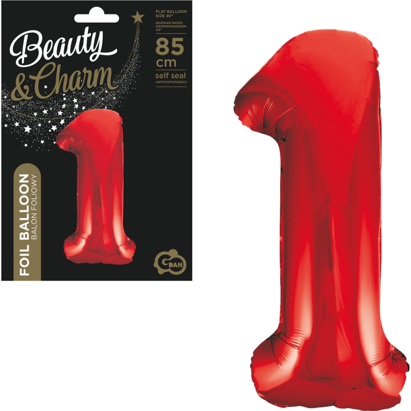 BALON FOLIOWY CYFRA 1 CZERWONA