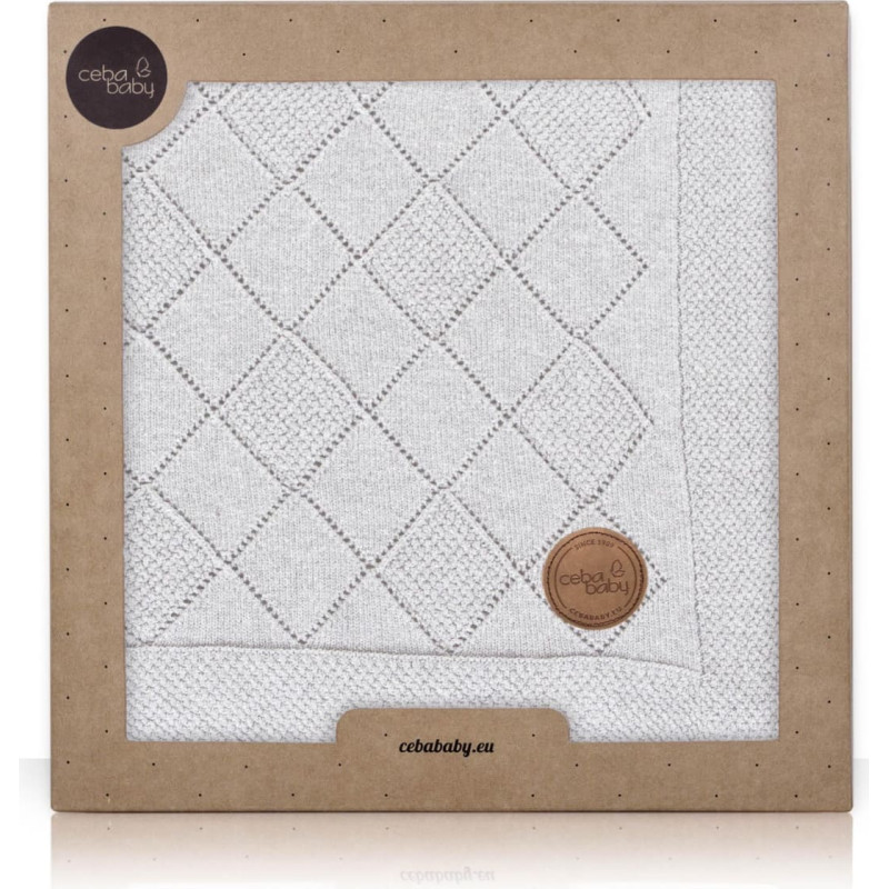 Cebababy Knitted blanket in gift box (90x90) Rice stitch light grey