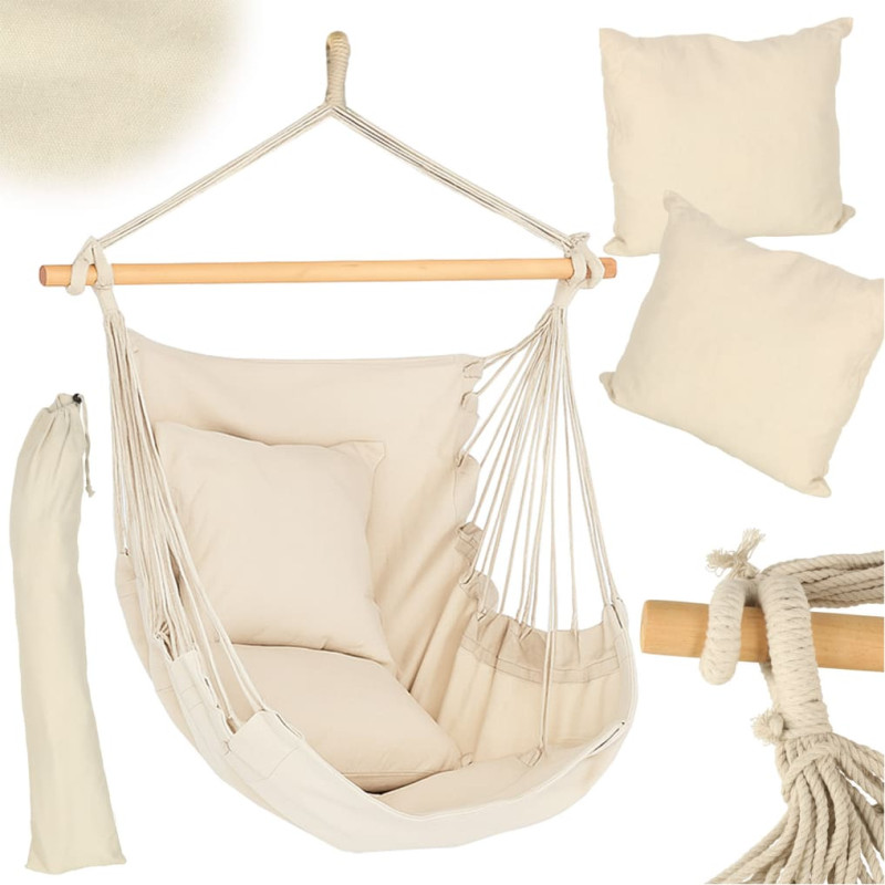 Brasilianischer Hängesessel mit Fußstütze – Schaukeltyp, 130 cm, beige