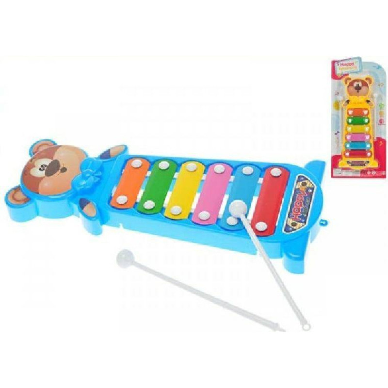 HIPO 66390 Xylophon mit Teddybär-Motiv, 28 cm