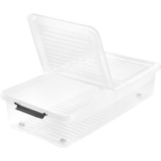 Keeeper Kaste ar vāku uz ritenīšiem underbed box Leo 77x58x16 cm 53L caurspīdīga