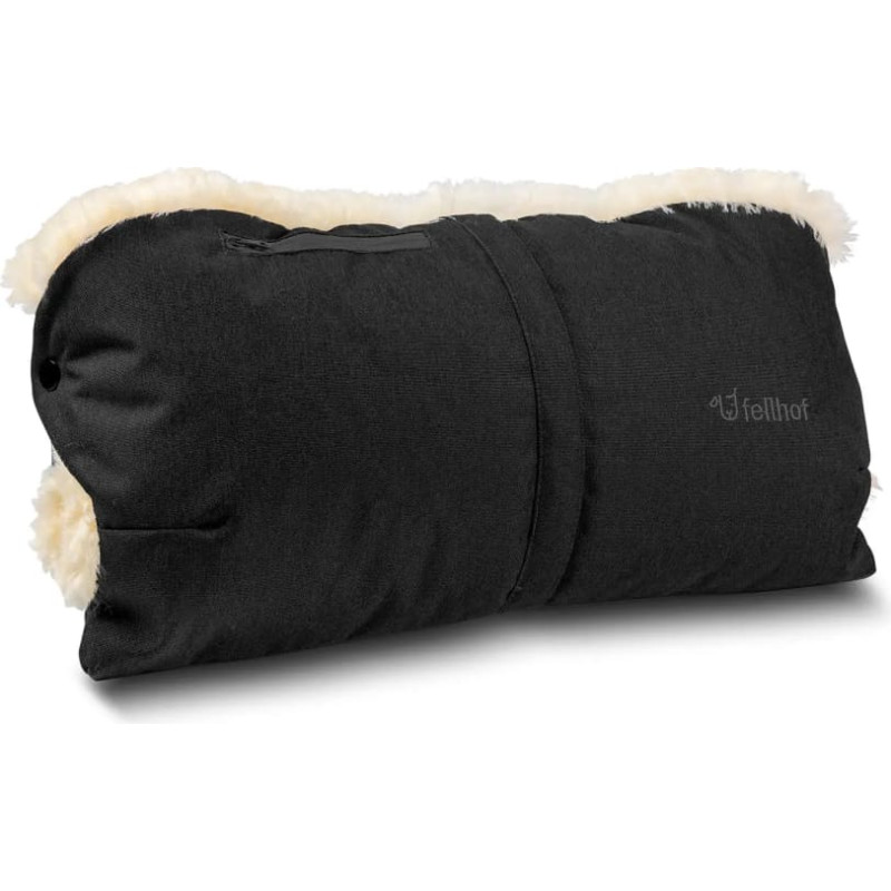 Fellhof Roku mufe ratiem Fellhof Lambskin Hand Muff for Prams Black