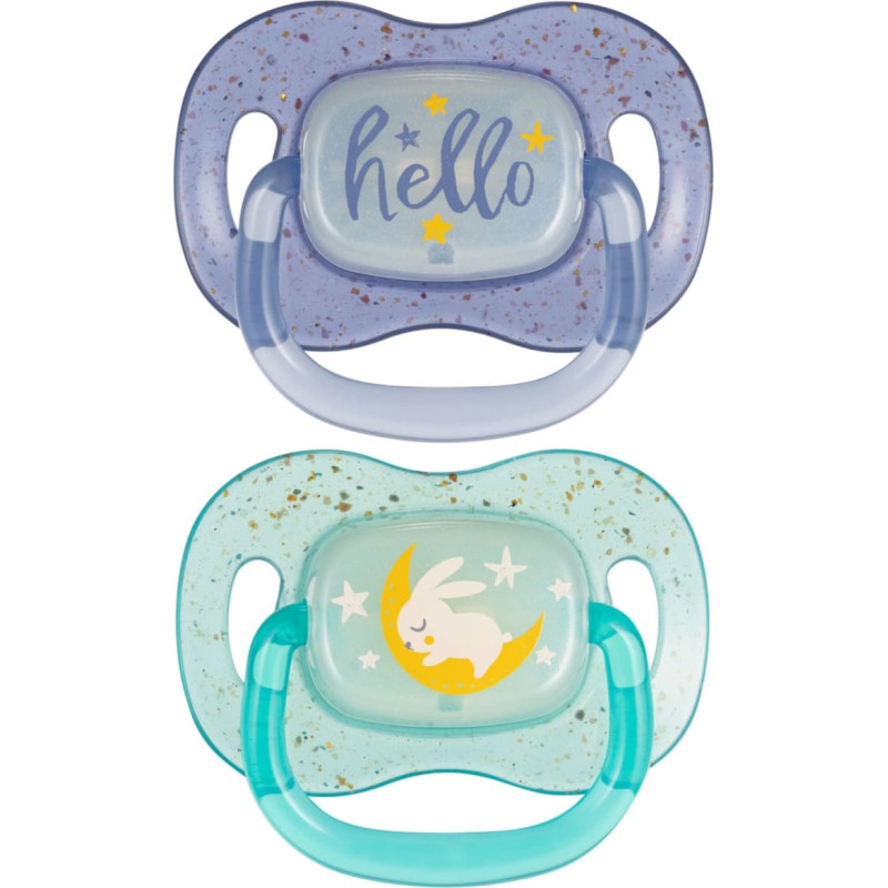 Canpol 34/944 Smoczek uspokajający silikonowy 18+m NightGlow 2szt niebieski