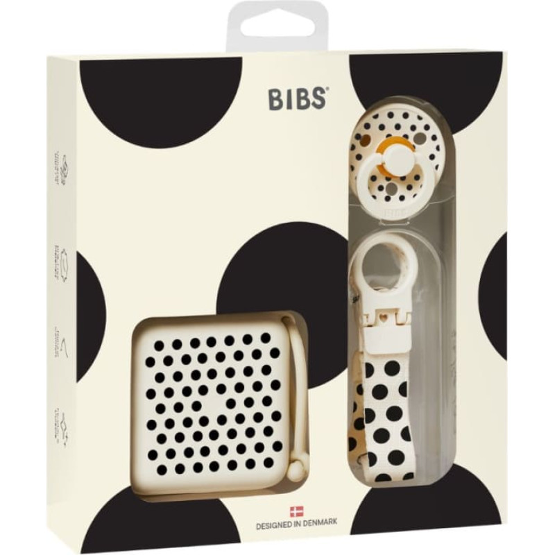 Bibs Soothe & Go Polka Gift Set &ndash; Ivory/Black