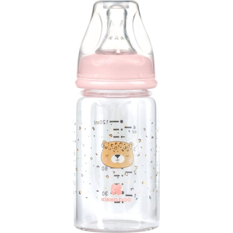 Glass feeding bottle 120ml Savanna Pink