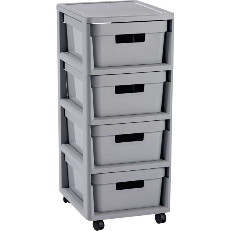 Curver Kumode uz riteņiem ar 4 kastēm 11L Infinity 30x36x69cm pelēka