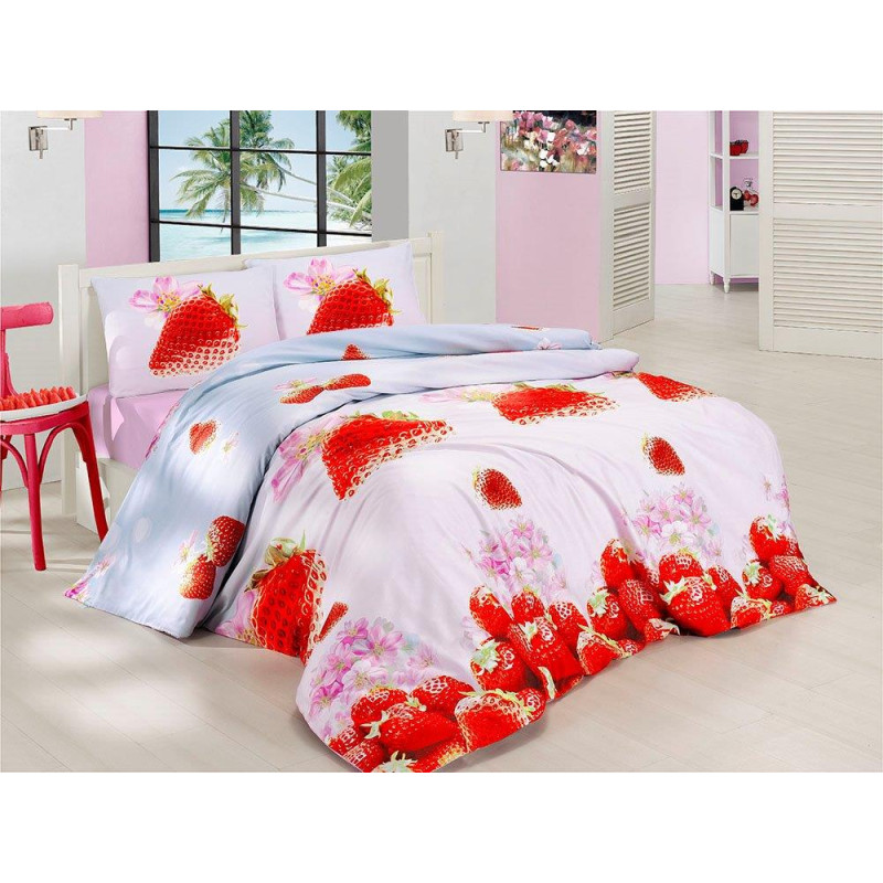 BEDDING SET VALENTINI STRAWBERRY 160X200+2X70X80cm