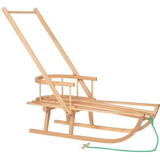 Springos Wooden sled with backrest and handle pusher Springos SAN003 90 x 32 cm