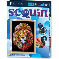 Kitfix Amatniecības komplekts Sequin Art Blue Premium spīdumiņu māksla, Lauva
