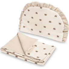 Sensillo Musselin-Bettwäsche-Set für den Kinderwagen – Decke und Kissen BEARS BEIGE