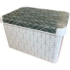 Curver Aufbewahrungsbox mit Deckel Deco Stockholm L, 39,5 × 29,5 × 23,5 cm, „Green Leaves“