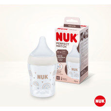 NUK 10215015 – Perfect Match Flasche mit Temperaturkontrolle, Silikon „Regenbogen“, Sauger Größe S, 150 ml