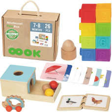 Woopie GREEN Box Pudełko XXL Montessori Edukacyjne 6w1 Sensoryczne 7-8 Miesięcy 26el. FSC