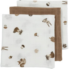 Meyco Baby muslīnu autiņu komplekts Forest Animals Toffee (3 gab., 70x70 cm)