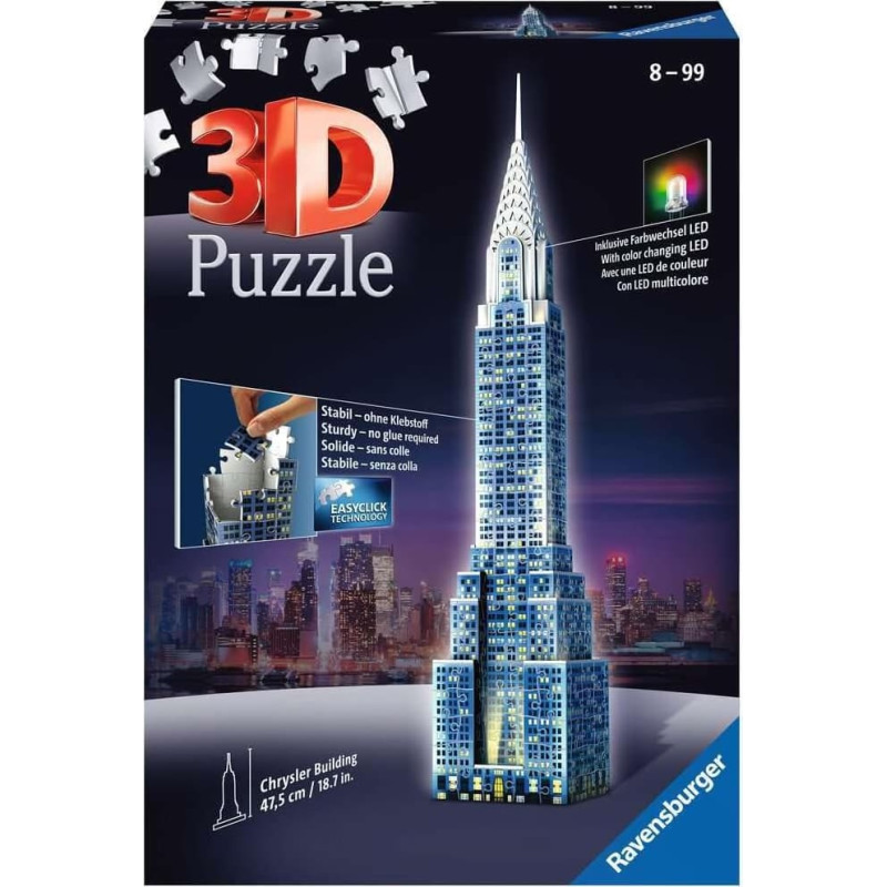 Ravensburger 3D Puzzle Chrysler Building with Light, 216 pcs, 8+