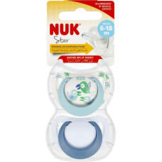 NUK 736726 Smoczek uspokajający 2 el. 6-18m STAR niebieski/biały