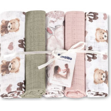 Sensillo TETRA DIAPER 70X80 5-PACK TEDDY PINK