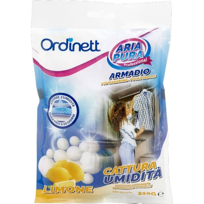 Ordinett Feuchtigkeitsabsorber für den Schrank mit Kristallen, 210 g, Zitronenduft