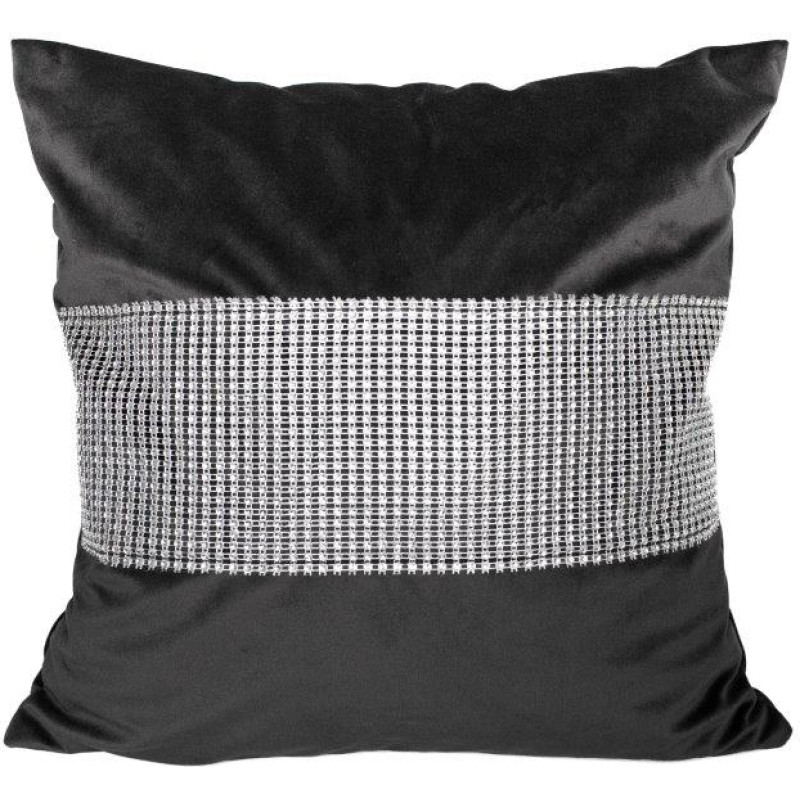 CUSHION COVER 40X40CM RHINESTONES P4040/CYR/CZA VELVET BLACK