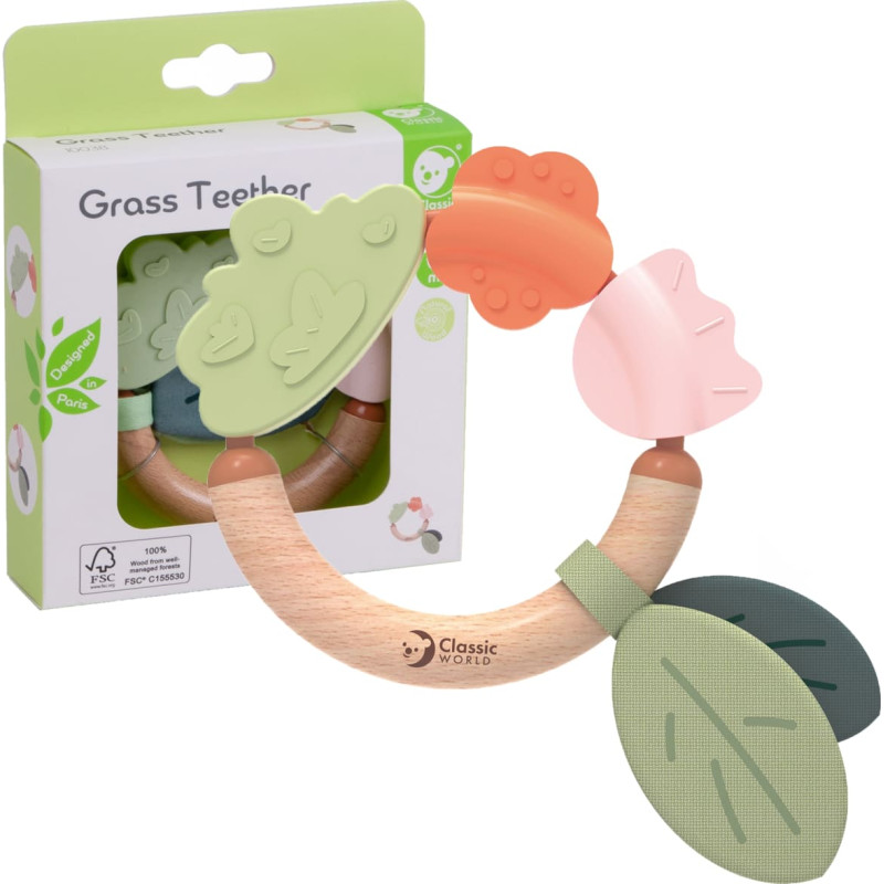 Classic World Holzrassel / sensorisches Spielzeug – Beißring 2-in-1