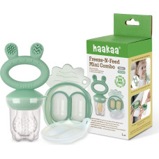 Haakaa Fresh Food Feeder Mini Combo silikona komplekts - fīderis un saldēšanas forma, Pea Green